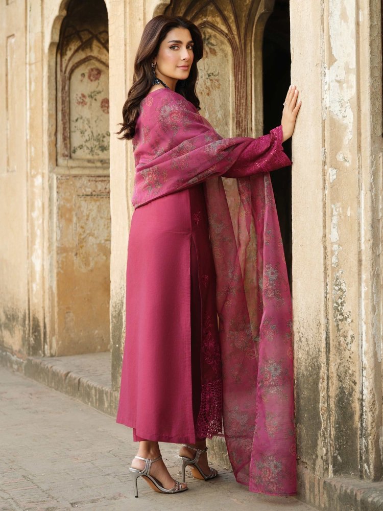 Lawn - 3PC Embroidered Shirt with Organza Digital Printed Dupatta - 1412 - Sapphire Studios