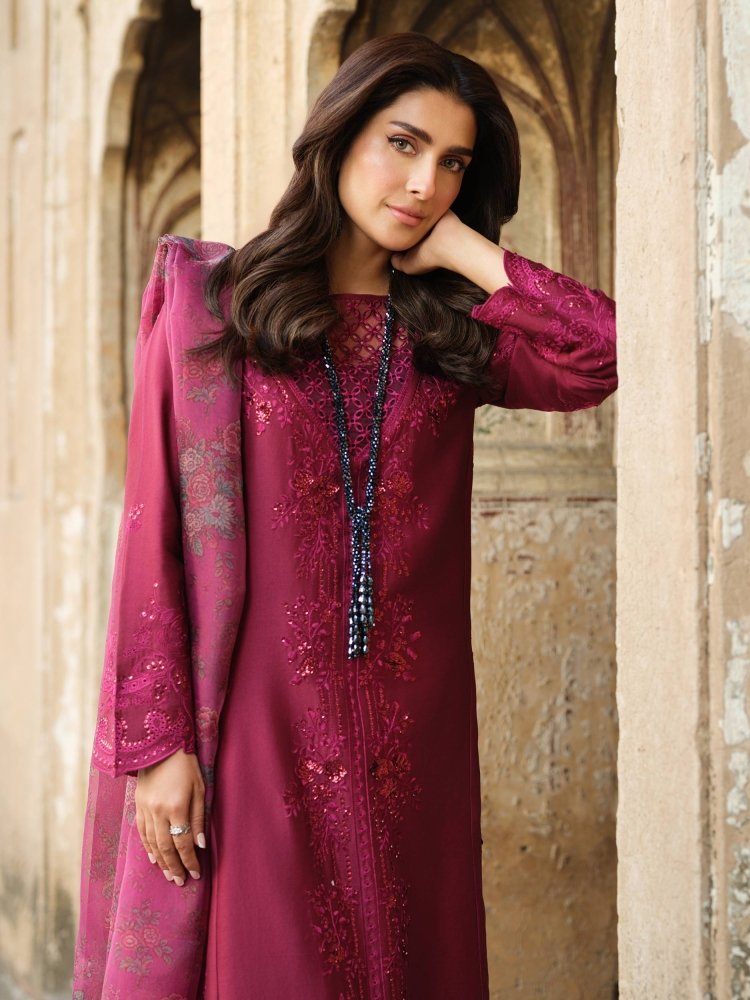 Lawn - 3PC Embroidered Shirt with Organza Digital Printed Dupatta - 1412 - Sapphire Studios