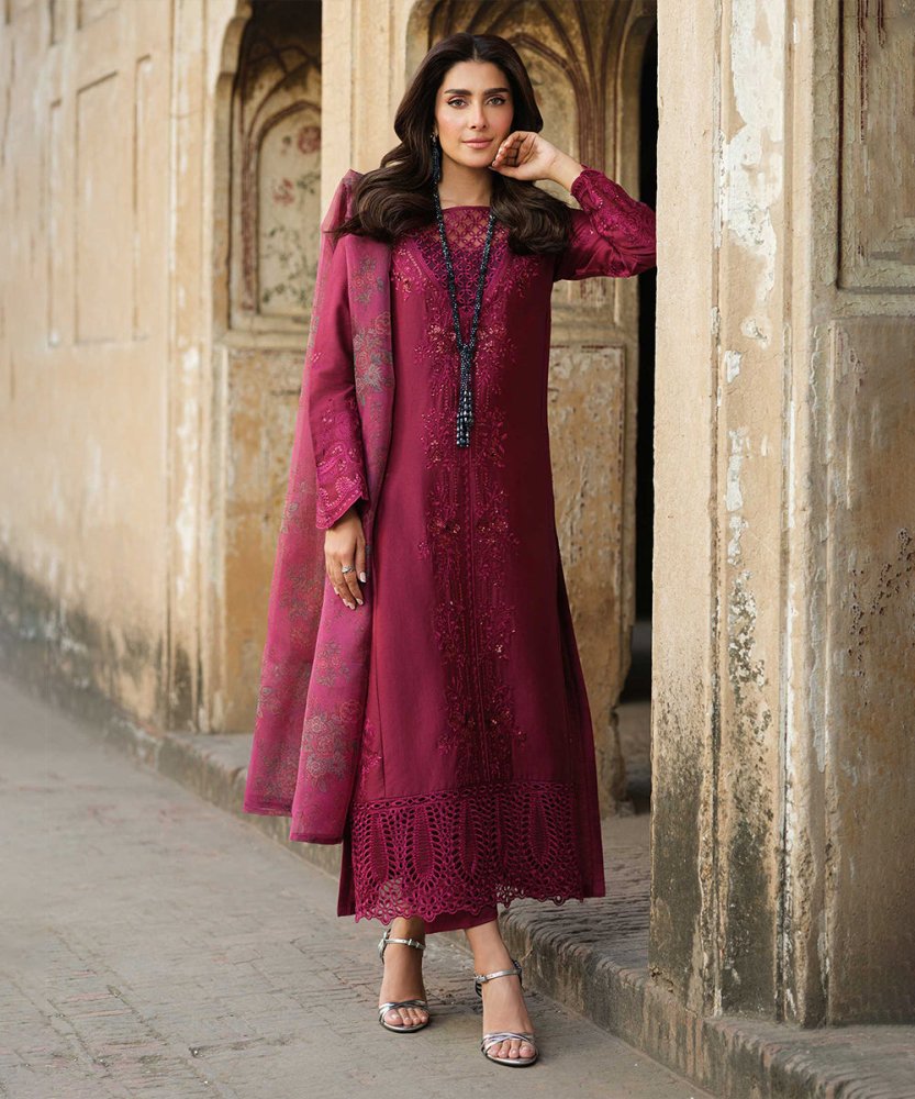 Lawn - 3PC Embroidered Shirt with Organza Digital Printed Dupatta - 1412 - Sapphire Studios