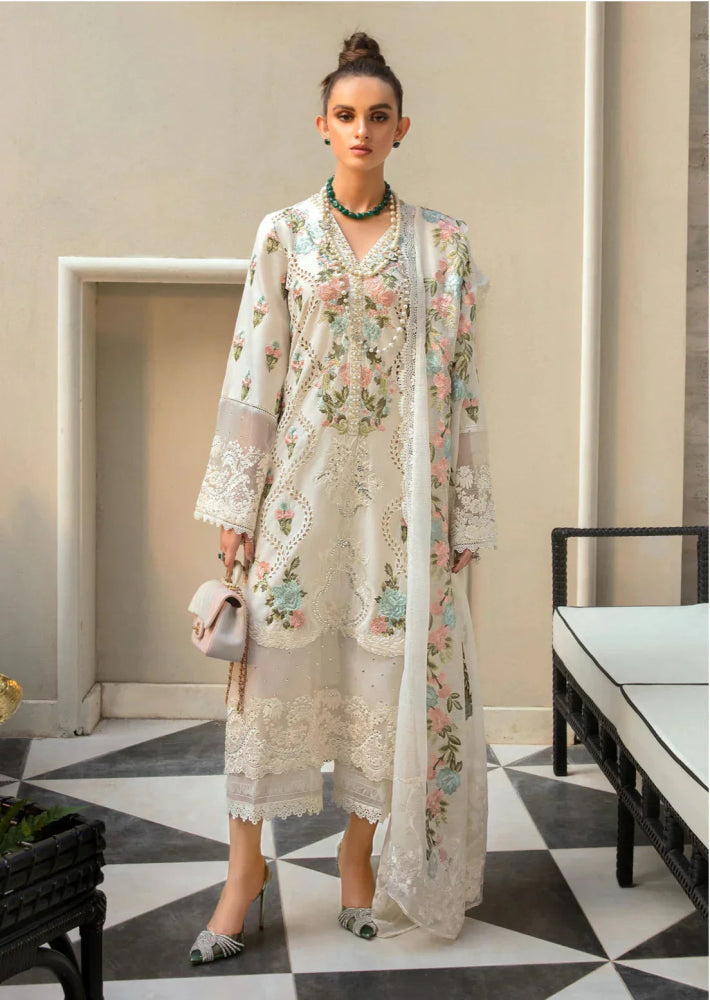 Lawn - 3PC Embroidered Shirt with Organza Embroidered Dupatta - 1168 - Sapphire Studios