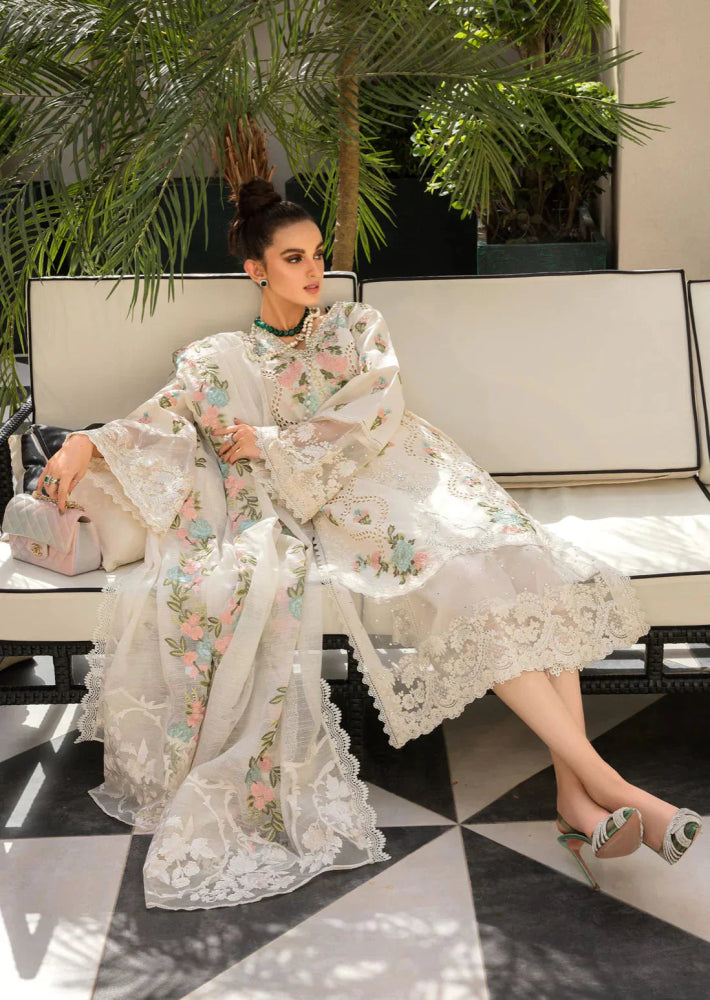 Lawn - 3PC Embroidered Shirt with Organza Embroidered Dupatta - 1168 - Sapphire Studios