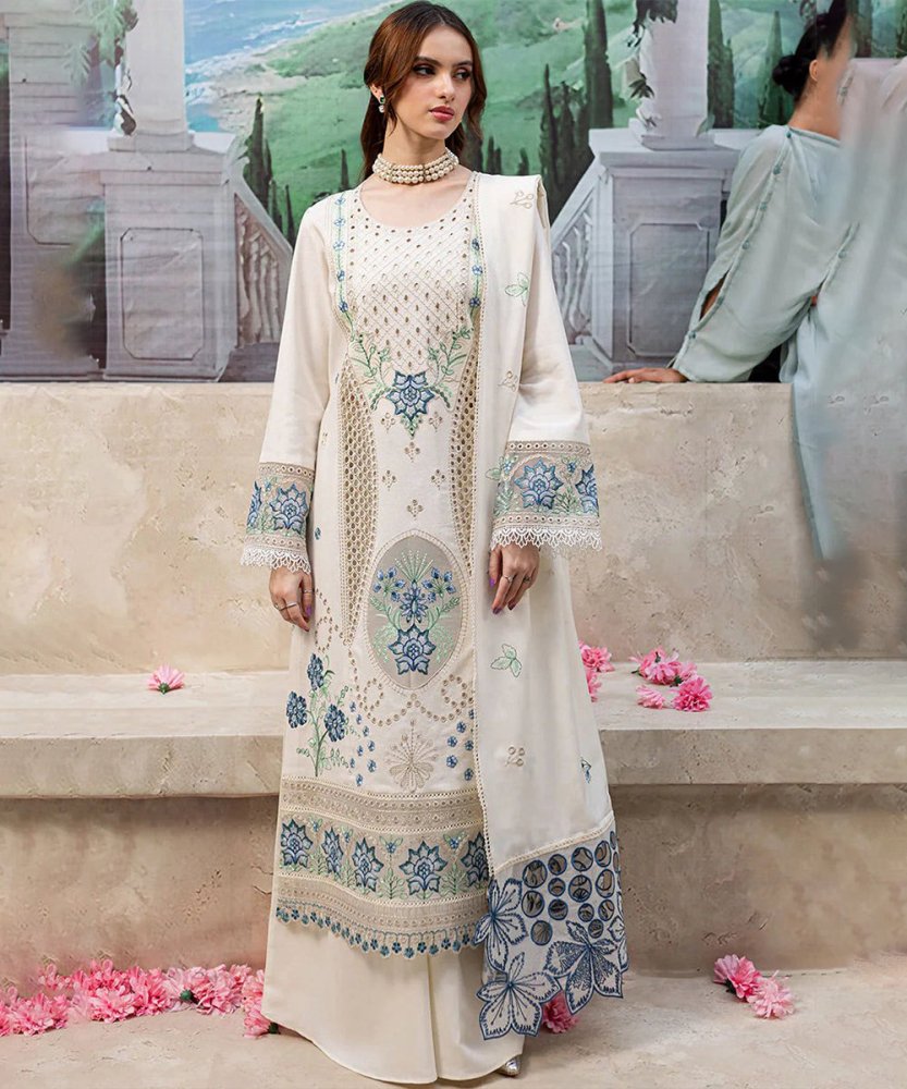 Lawn - 3PC Embroidered Shirt with Organza Embroidered Dupatta - 1177 - Sapphire Studios
