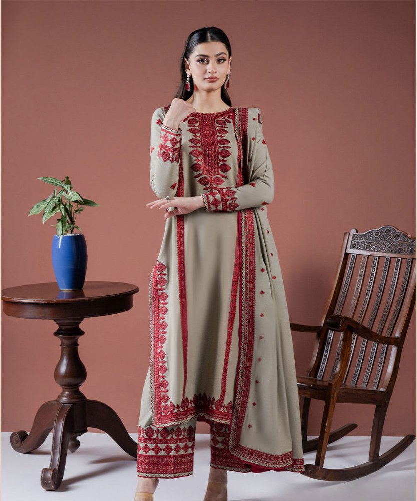 Lawn 3PC Embroidered Shirt with Organza Embroidered Dupatta - 1211 - Sapphire Studios
