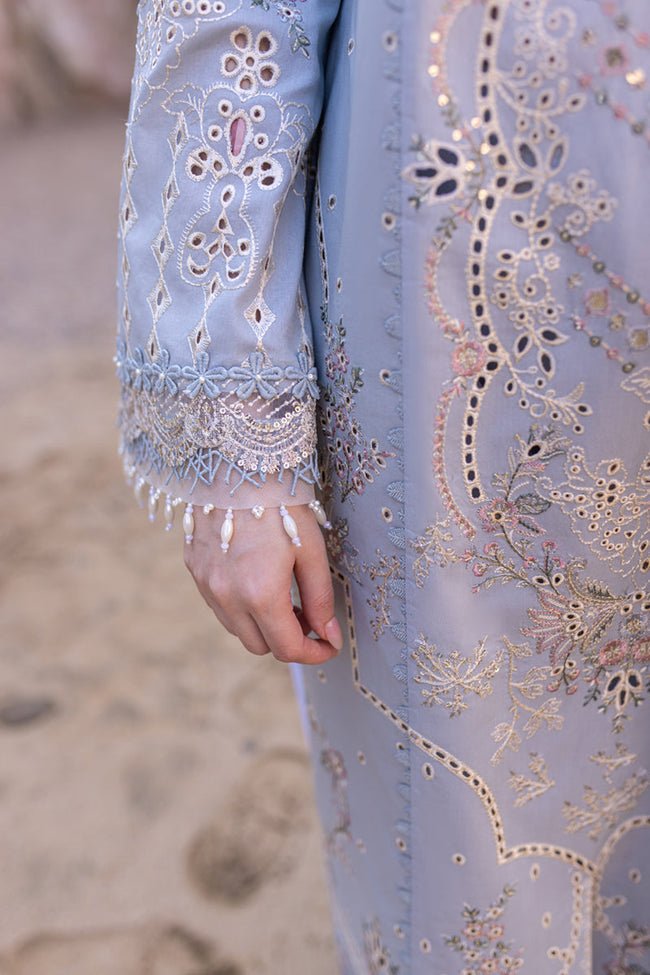 Lawn - 3PC Embroidered Shirt with Organza Embroidered Dupatta - 1235 - Sapphire Studios