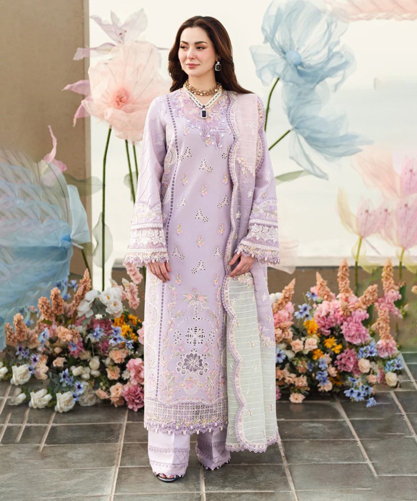 Lawn - 3PC Embroidered Shirt with Organza Embroidered Dupatta - 1255 - Sapphire Studios
