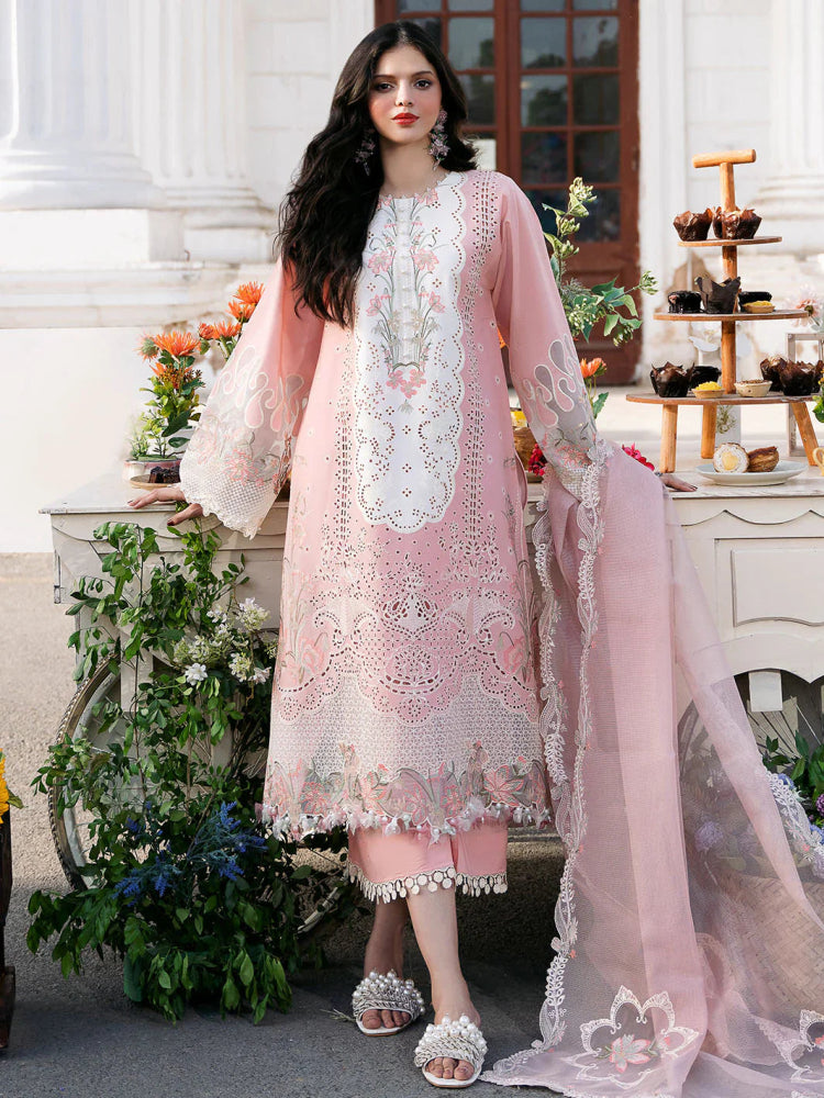 Lawn - 3PC Embroidered Shirt with Organza Embroidered Dupatta - 1322 - Sapphire Studios