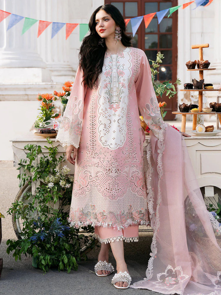 Lawn - 3PC Embroidered Shirt with Organza Embroidered Dupatta - 1322 - Sapphire Studios
