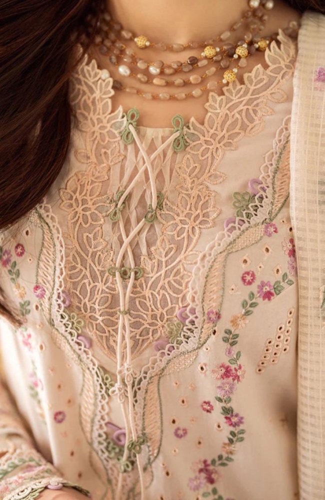Lawn - 3PC Embroidered Shirt with Organza Embroidered Dupatta - 1379 - Sapphire Studios