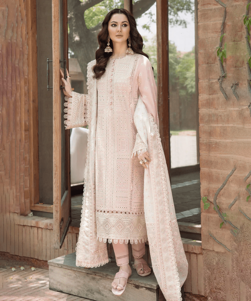 Lawn - 3PC Embroidered Shirt with Organza Embroidered Dupatta - 1382 - Sapphire Studios