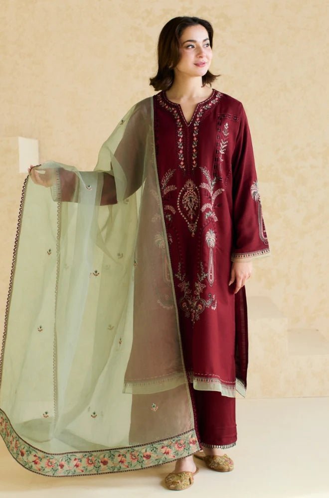 Lawn - 3PC Embroidered Shirt with Organza Embroidered Dupatta - 1425 - Sapphire Studios