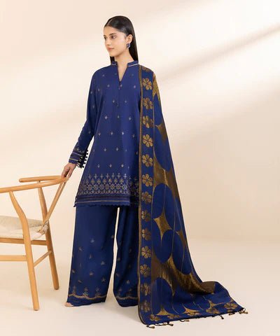 Lawn - 3PC Embroidered With Digital Printed Dupatta - 1001 - Sapphire Studios