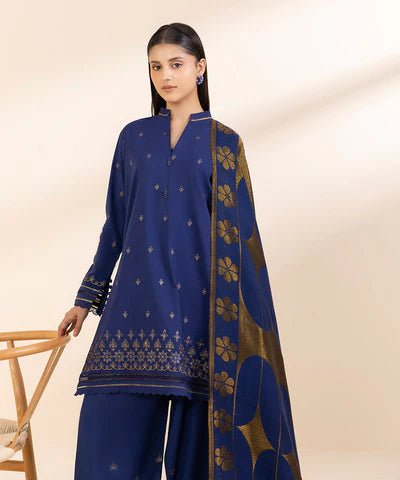 Lawn - 3PC Embroidered With Digital Printed Dupatta - 1001 - Sapphire Studios
