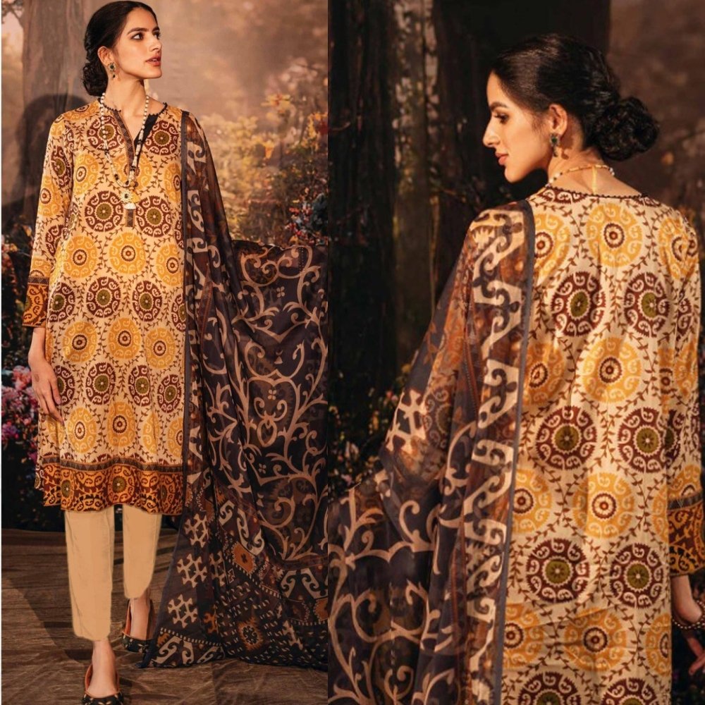 Lawn 3PC Printed With Printed Voile Dupatta - 754 - Sapphire Studios