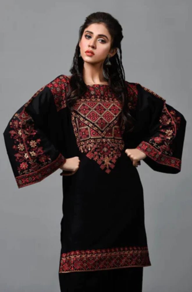 Linen 3PC Embroidered Shirt with Chiffon Embroidered Dupatta - 1009 - Sapphire Studios