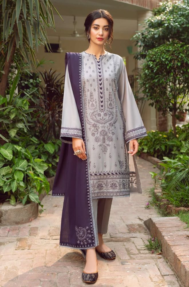 Linen 3PC Embroidered Shirt with Chiffon Embroidered Dupatta - 578 - Sapphire Studios