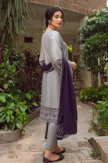 Linen 3PC Embroidered Shirt with Chiffon Embroidered Dupatta - 578 - Sapphire Studios
