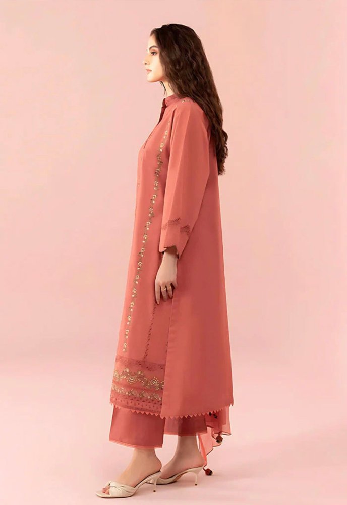 Linen 3PC Embroidered With Chiffon Embroidered Dupatta - 1319 - Sapphire Studios