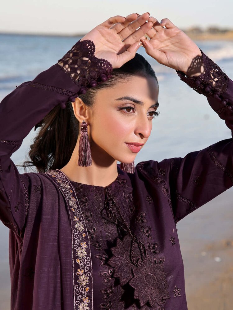 Sapphire Studio Dhanak 3PC Embroidered With Dhanak Embroidered Dupatta - 176 - Sapphire Studios