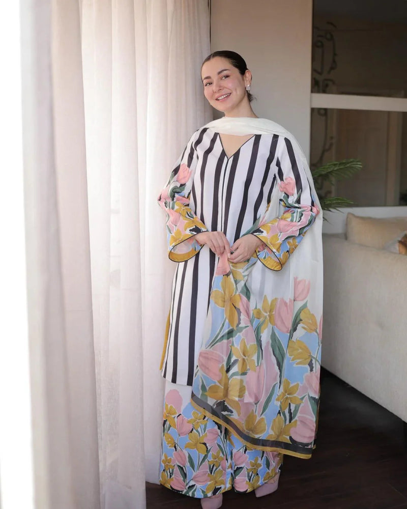 Silk 3PC Digital Printed - 865 - Sapphire Studios