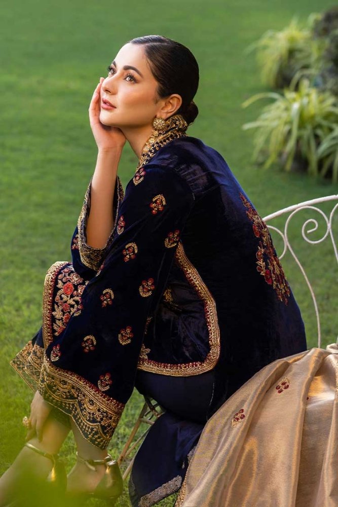 Velvet - 3pc Embroidered with Masoori Embroidered Dupatta - 954 - Sapphire Studios