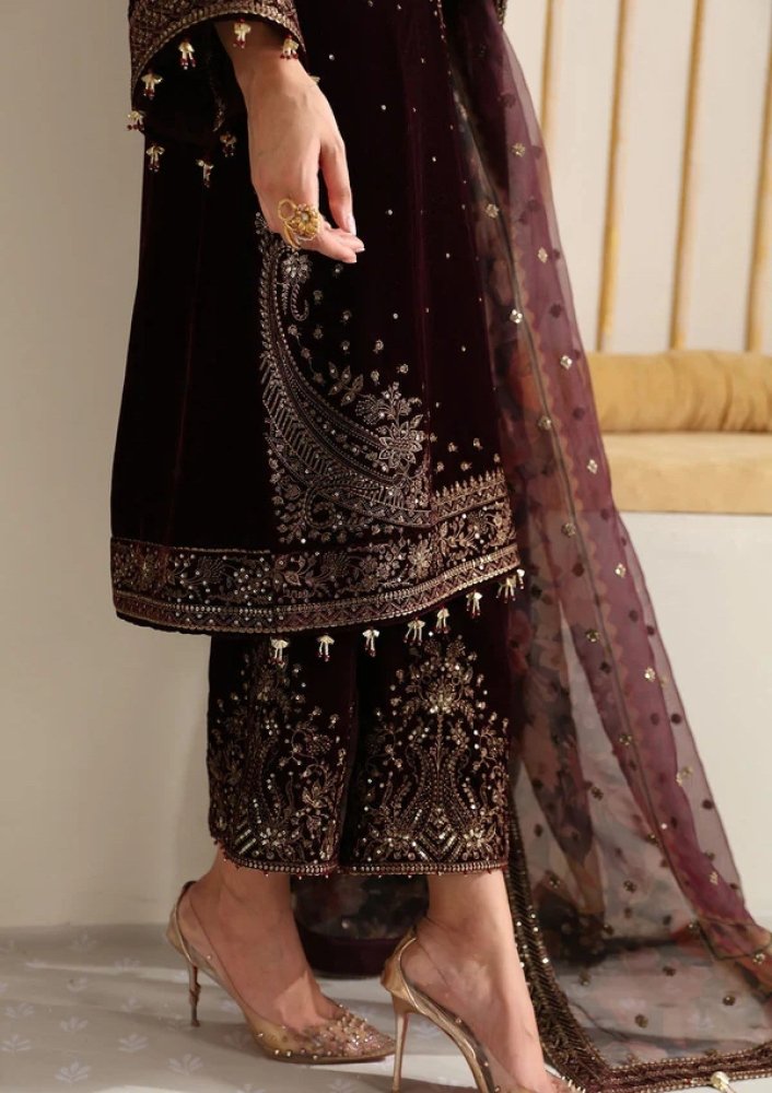Velvet - 3pc Embroidered with Organza Embroidered Dupatta - 956 - Sapphire Studios